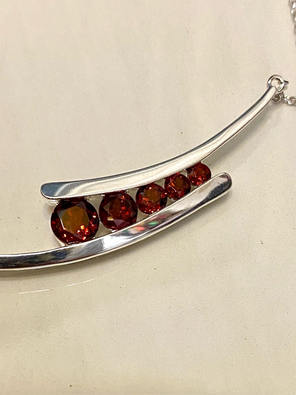 Garnet Sterling Silver Necklace 925